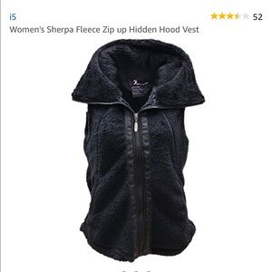 Women’s Black Fluffy Vest w/ Hidden Hood Large